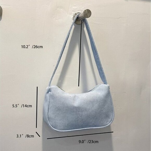 Corduroy Cream Shoulder Bag – Minimalist Chic Everyday Purse - Picture 5 of 5